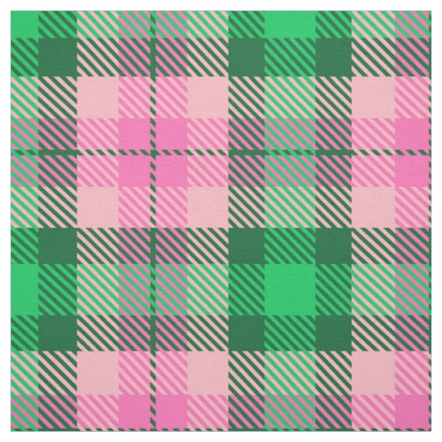 Hot Pink Emerald Forest Green XL Tartan Stoff (Muster)