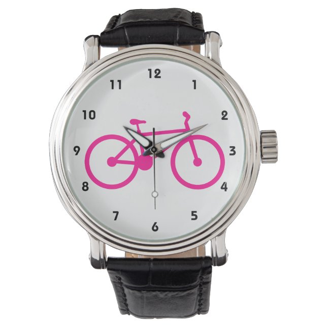 Hot-Pink-Fahrrad; Fahrrad Armbanduhr (Vorderseite)