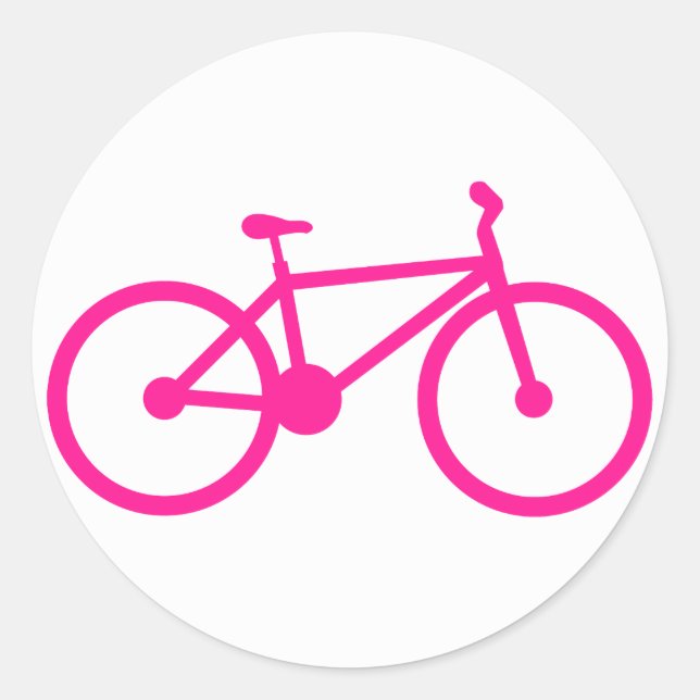 Hot-Pink-Fahrrad; Fahrrad Runder Aufkleber (Vorderseite)