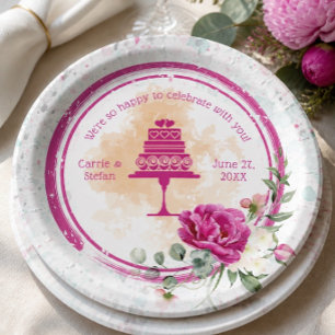 Hot Pink farbenfrohe Splash Hochzeit Pappteller