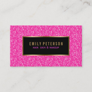 Hot-Pink-Fax-Glitzer mit Schwarz-Gold-Akzenten Visitenkarte