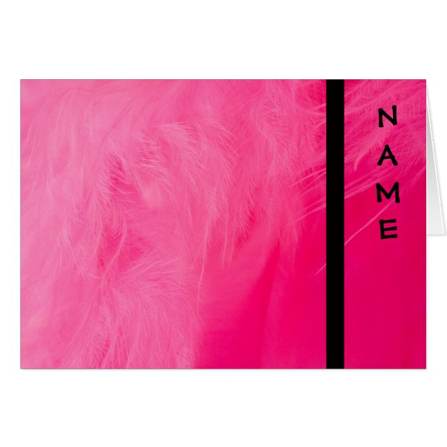 Hot Pink Feather Boa Note Catts (Vorderseite (Horizontal))