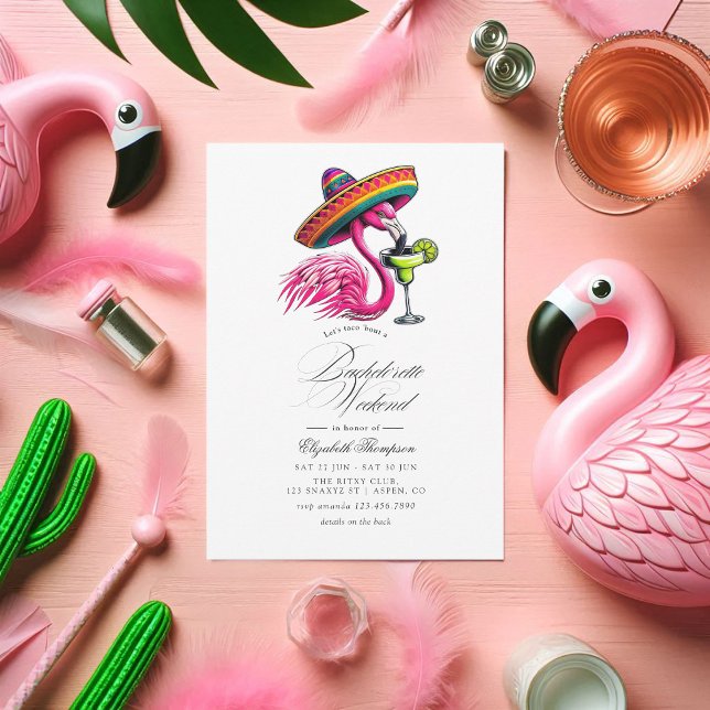 Hot-Pink Fiesta Flamingo Bachelorette Wochenende Einladung (Hot-Pink Fiesta Flamingo Bachelorette Weekend Invitation)