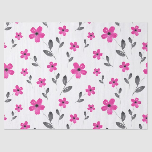 Hot Pink Five Petal Blume Muster Seidenpapier (Vorderseite)