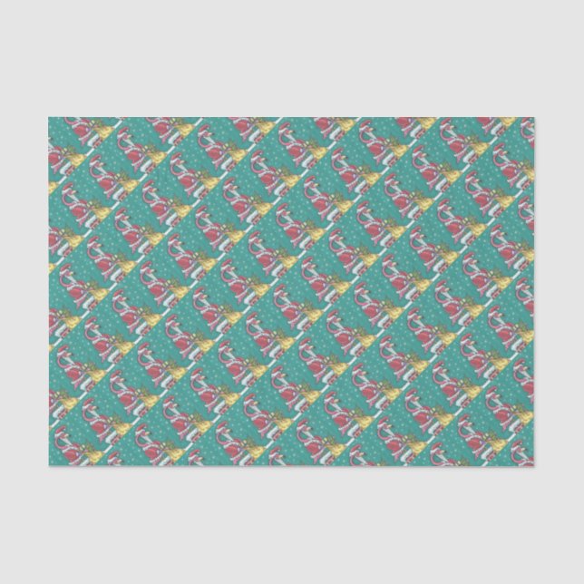 HOT PINK FLAMINGO, CHRISTMAS SANTA TISSUPAPIER SEIDENPAPIER (Vorderseite)