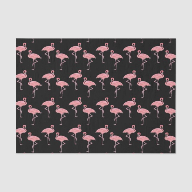 Hot Pink Flamingo Flock Pattern Seidenpapier (Vorderseite)