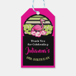 HOT PINK FLAMINGO Tropical Blätter Party Geschenk  Geschenkanhänger