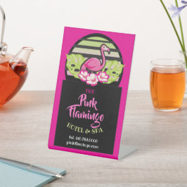 HOT PINK FLAMINGO Tropical Blätter Party Geschenk  Sockelschild