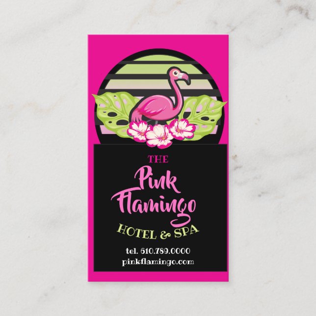 HOT PINK FLAMINGO Tropical Blätter Party Geschenk  Visitenkarte (Vorderseite)