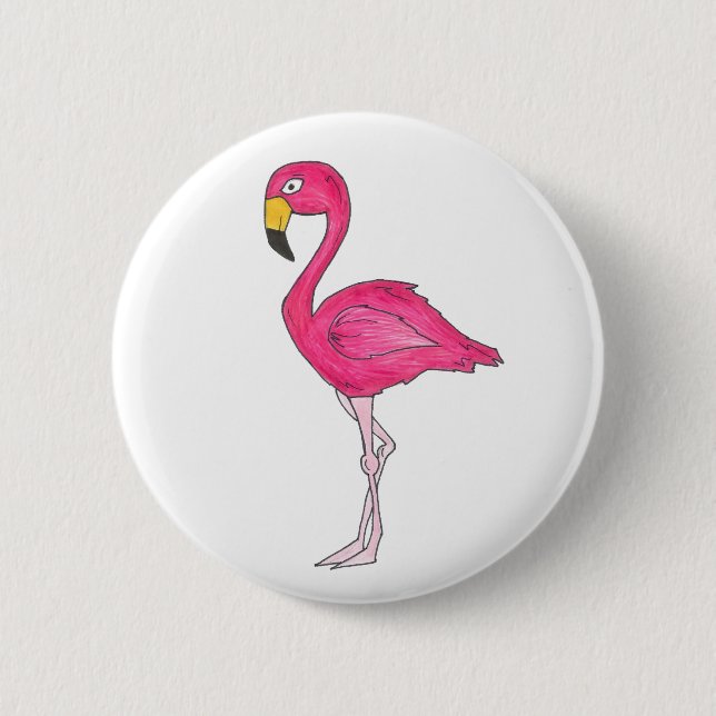 Hot Pink Flamingo Tropical Island Bird Paradies Button (Vorderseite)