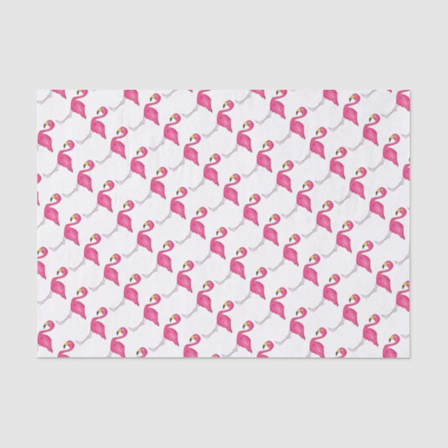 Hot Pink Flamingo Tropical Island Bird Print Seidenpapier (Vorderseite)
