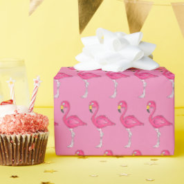 Hot Pink Flamingo Tropical Island Cartoon Bird Geschenkpapier