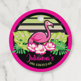 HOT PINK FLAMINGO Tropischer Geburtstag Einladung Geschenkanhänger