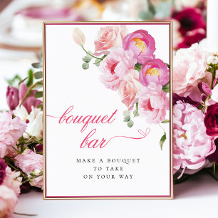 Hot Pink Floral Blume Bouqet Bar Poster
