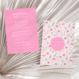 Hot pink floral elegante boho Hochzeitsdetails Begleitkarte