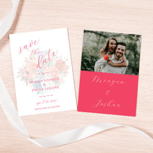 Hot Pink Floral Spring Wedding Foto Save The Date