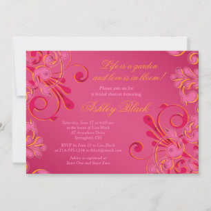 Hot Pink Floral Wedding Bridal Dusche Einladung
