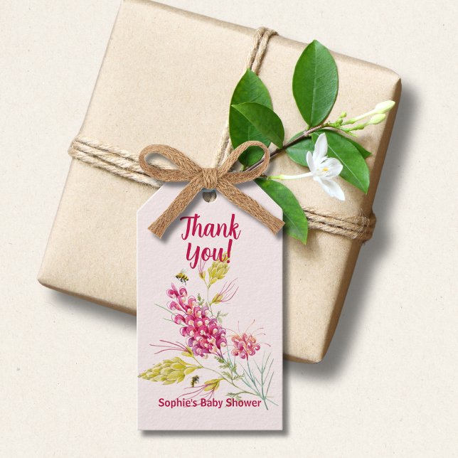 Hot Pink Florals And Bumble Bee A Sweet Little Bee Geschenkanhänger (Von Creator hochgeladen)