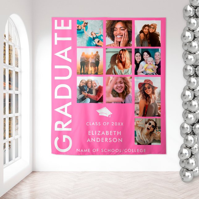 Hot-Pink-Foto-Hintergrund für die Graduierungspart Wandteppich (Von Creator hochgeladen)