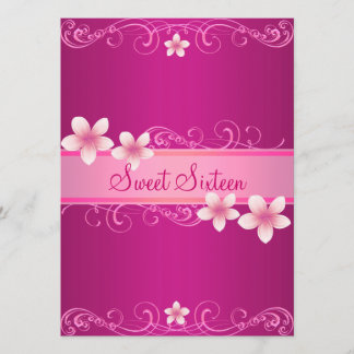 Hot Pink Frangipani Sweet16 Geburtstagseinladung Einladung