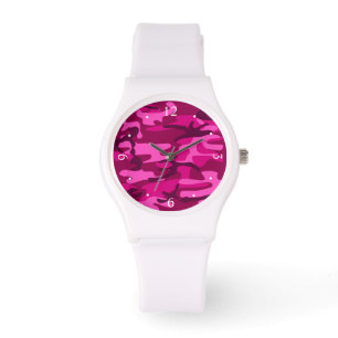 Hot Pink Fuchsia Camouflage Camouflage Girl Patter Armbanduhr