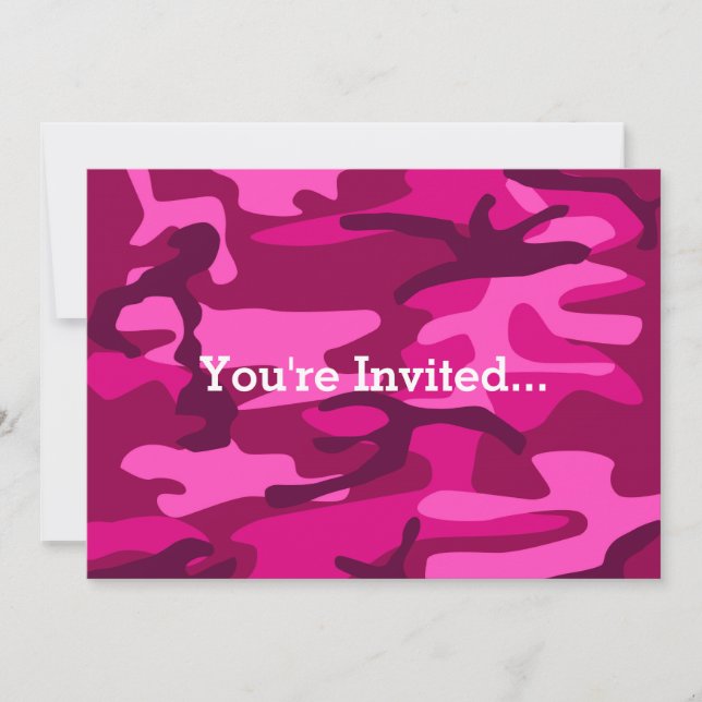 Hot Pink Fuchsia Camouflage Camouflage Giro del Pa Einladung (Vorderseite)