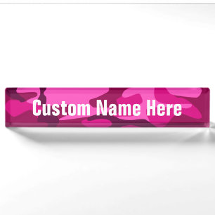 Hot Pink Fuchsia Camouflage Camouflage Giro del Pa Namensplakette