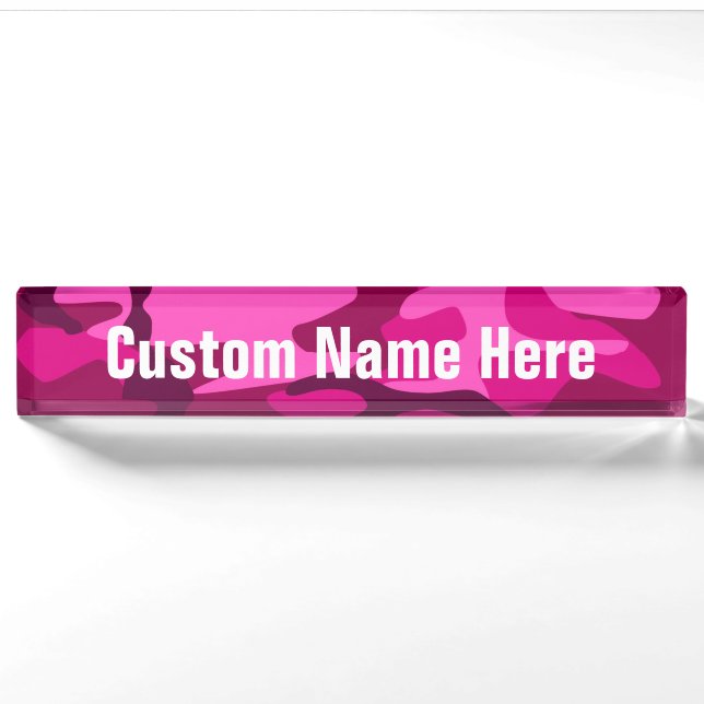 Hot Pink Fuchsia Camouflage Camouflage Giro del Pa Namensplakette (Vorderseite)