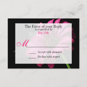 Hot Pink Fuchsia Gerber Daisy Blume Wedding RSVP Karte