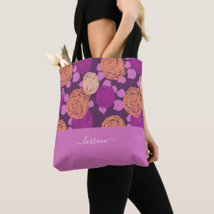 Hot Pink Fuchsia Rose Monogramm Individuelle Name Tasche