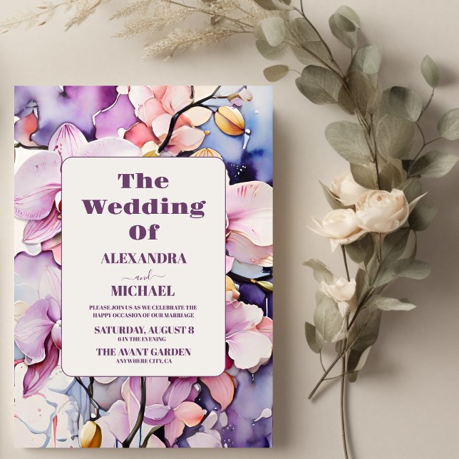 Hot Pink Fuchsia Wasserfarben Orchideen Hochzeit Einladung (Von Creator hochgeladen)