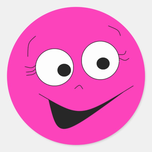 Hot Pink Funny Albern Face Sticker (Vorderseite)
