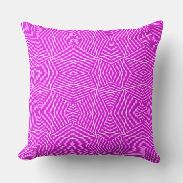 Hot Pink Fuschia Modern Geometrisches Mustersofa Kissen (Vorderseite)