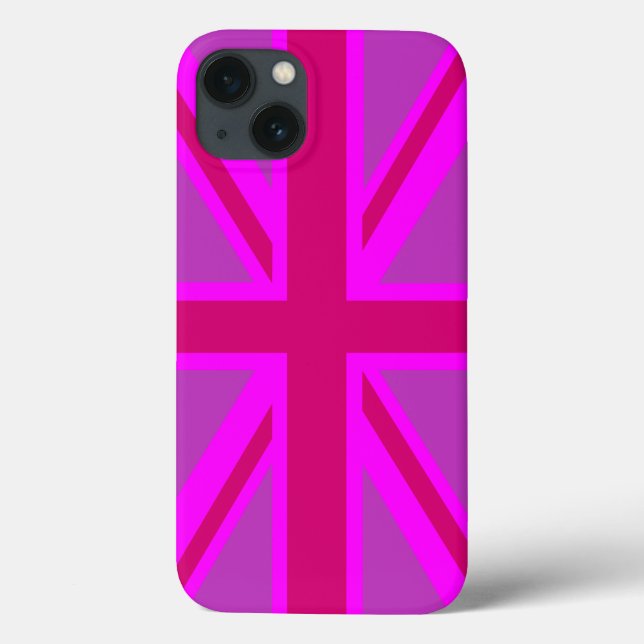 Hot Pink Fushia Union Jack Britische Flagge Hinter Case-Mate iPhone Hülle (Rückseite)