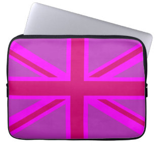 Hot Pink Fushia Union Jack Britische Flagge Hinter Laptopschutzhülle