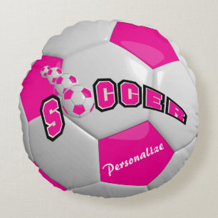 Hot-Pink-Fußball  Personalisieren Rundes Kissen