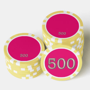 Hot Pink Gelb 500 gestreifter Poker-Chip Pokerchips