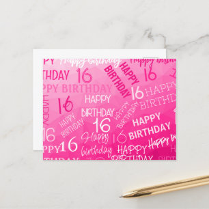 Hot pink Geometric Mesh Pattern Geburtstag eines j Postkarte