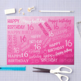 Hot pink Geometric Mesh Pattern Geburtstag eines j Seidenpapier