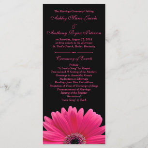 Hot Pink Gerbera Daisy Black Wedding Program Programm