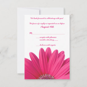 Hot Pink Gerbera Daisy White Wedding RSVP Card Karte