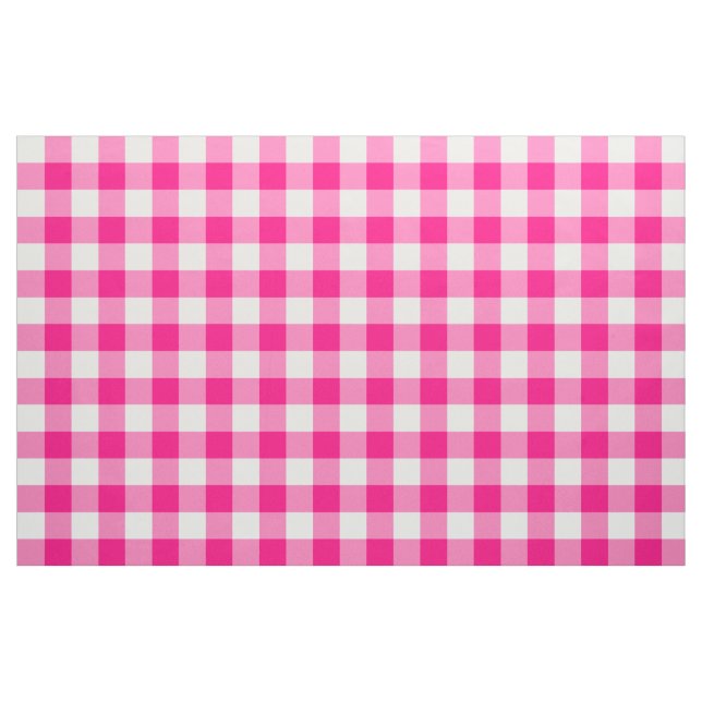 Hot Pink Gingham Pattern Fabric Stoff (Yard (91,4 cm))