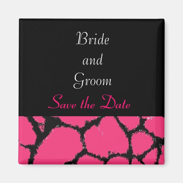 Hot Pink Giraffe Save the Date Magnet (Vorne)