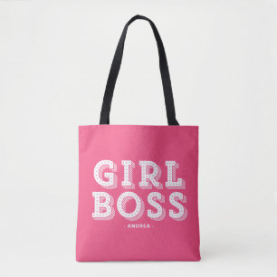Hot Pink Girl Boss Zitat Retro Marquee Tasche