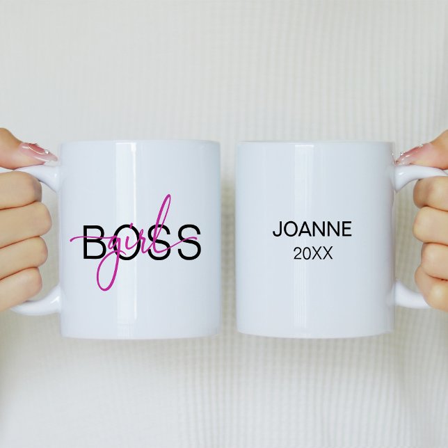 Hot Pink Girl Boss  Zweifarbige Tasse (Von Creator hochgeladen)