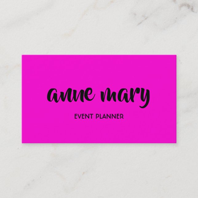 Hot Pink Girly Calligraphy Event Planner Trendy Visitenkarte (Vorderseite)