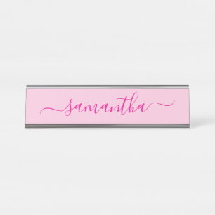 Hot Pink Girly Signature Schreibtischnamensplakette