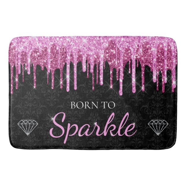 Hot-Pink-Glam-Driving-Glitzer Geboren zu sparkeln Badematte (Vorderseite)