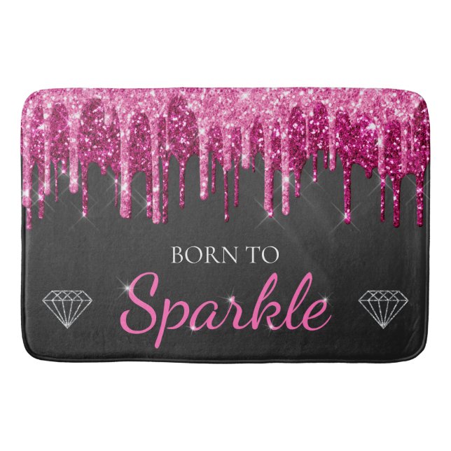 Hot-Pink-Glam-Driving-Glitzer Geboren zu sparkeln Badematte (Vorderseite)