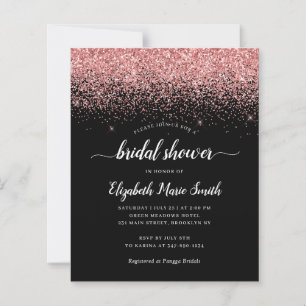 Hot Pink Glitzer Black Bridal Dusche Einladung